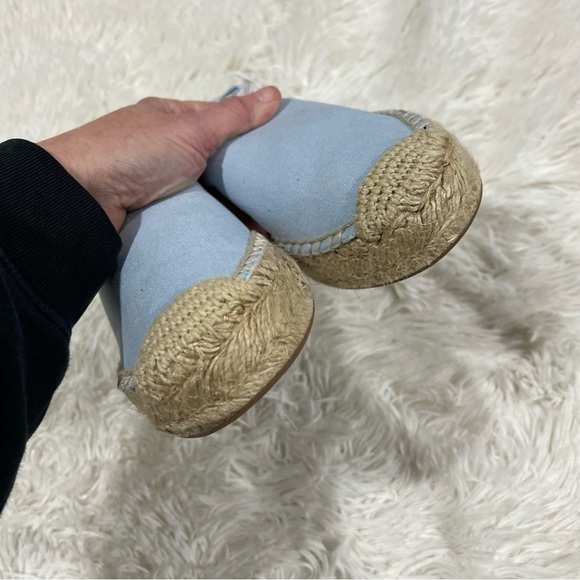 J CREW baby blue Canvas Espadrille Flats Size 7with removable ankle ribbon NEW - Picture 4 of 11